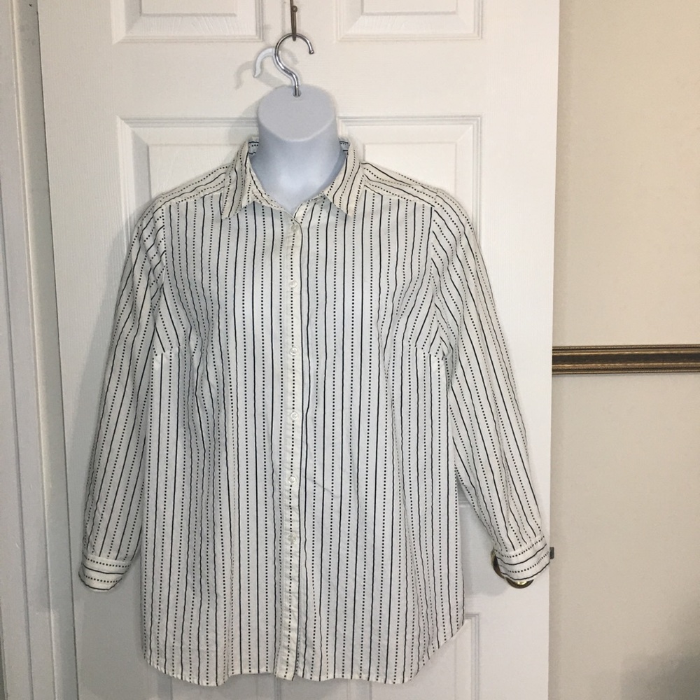 ROMAN’S Classic Striped Tailored Big Shirt/Blouse